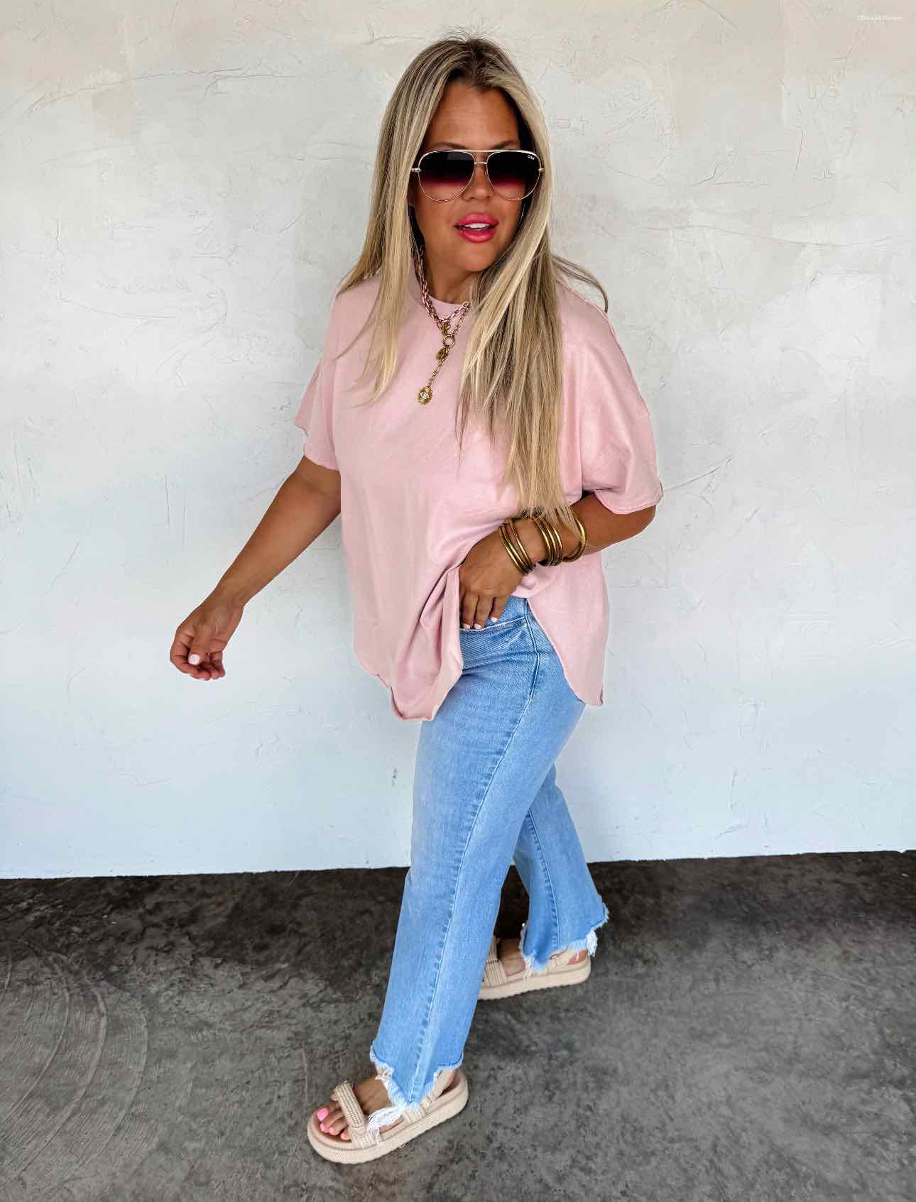 Joey Washed Boyfriend Tee Cotton Tshirt Oversized Slouchy Top
