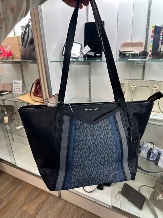MICHAEL KORS Whitney Denim Blue and Navy Logo Shoulder Tote Handbag