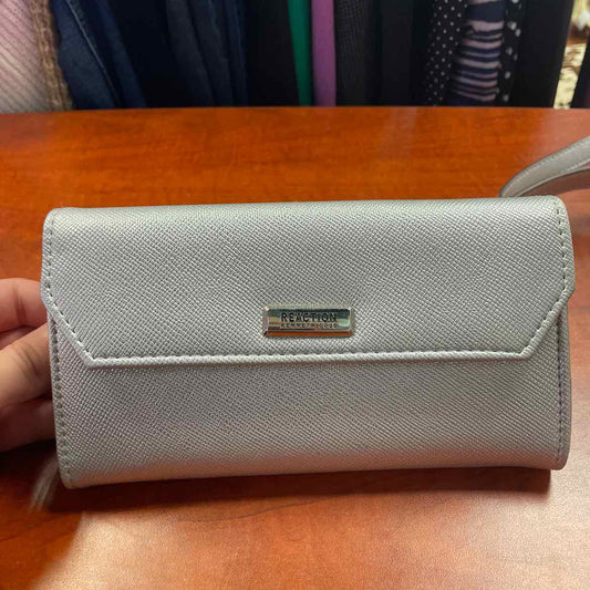 Kenneth Cole Reaction Saffiano Crossbody Silver Wallet Chain Strap