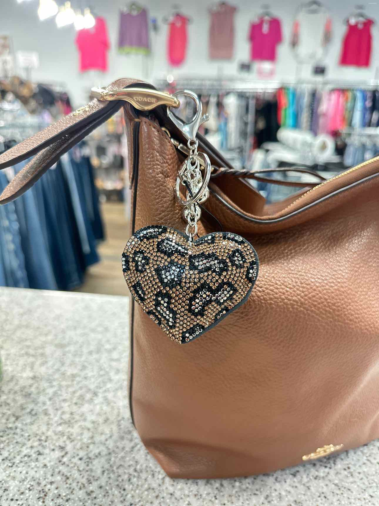 Rhinestone Bling 3D Puffy Bag Charm Key Chain