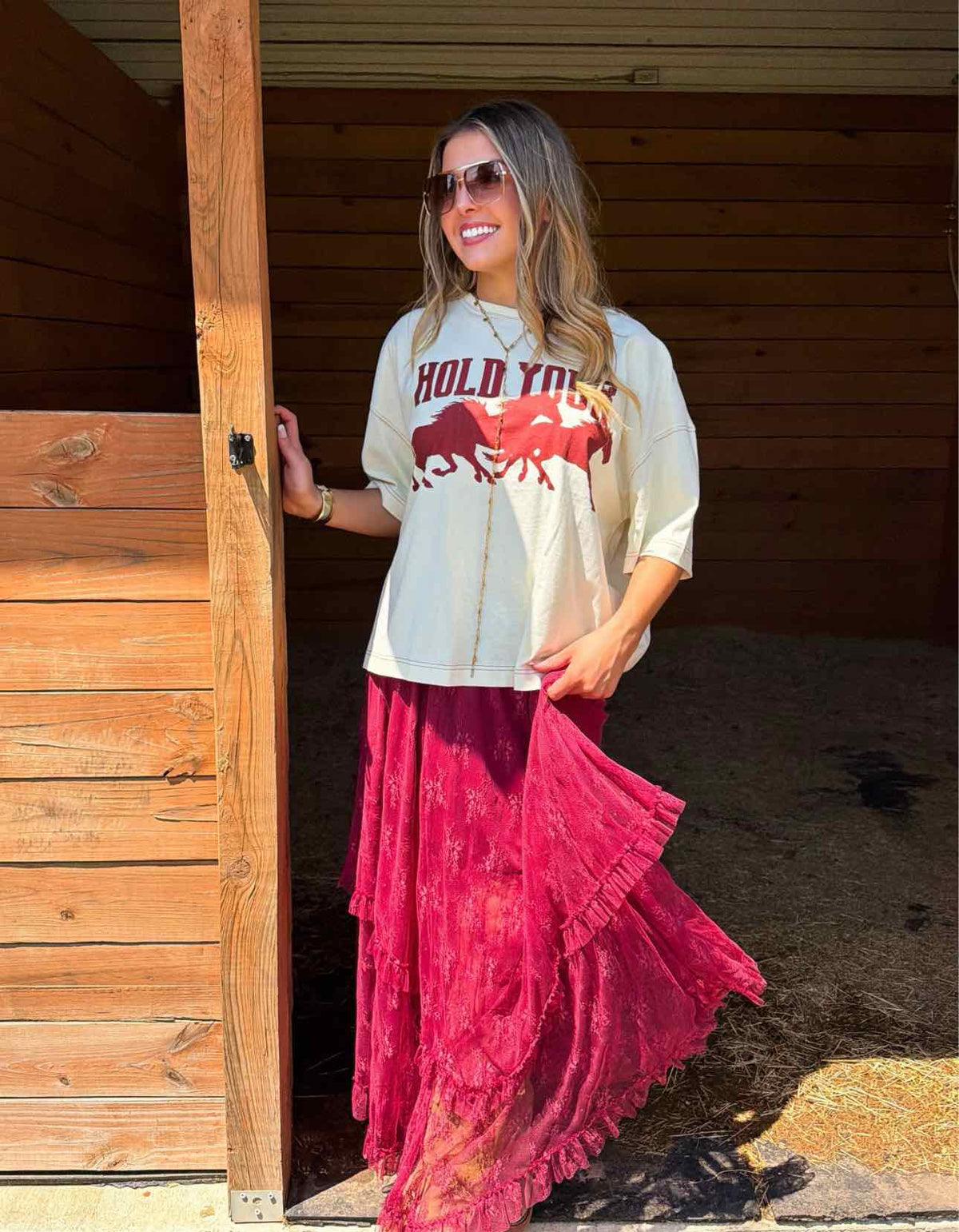 Autumn Blooming Lace Maxi Skirt
