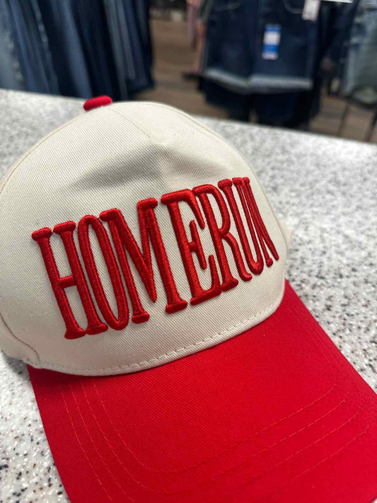 HOMERUN Baseball Cap with Red Brim Hat