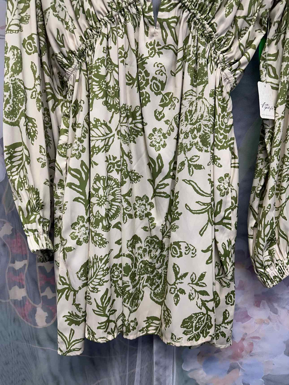 Free People Size Large Green/White Dress