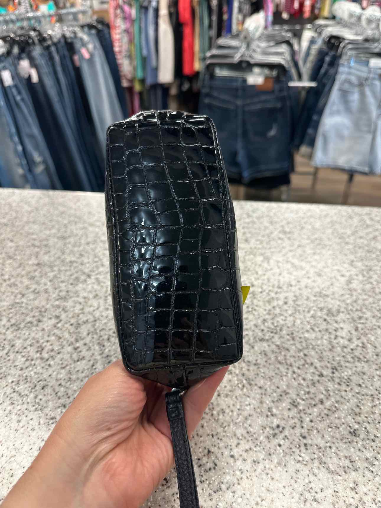 Brighton Small Black Patent Leather Crocodile Clutch Handbags
