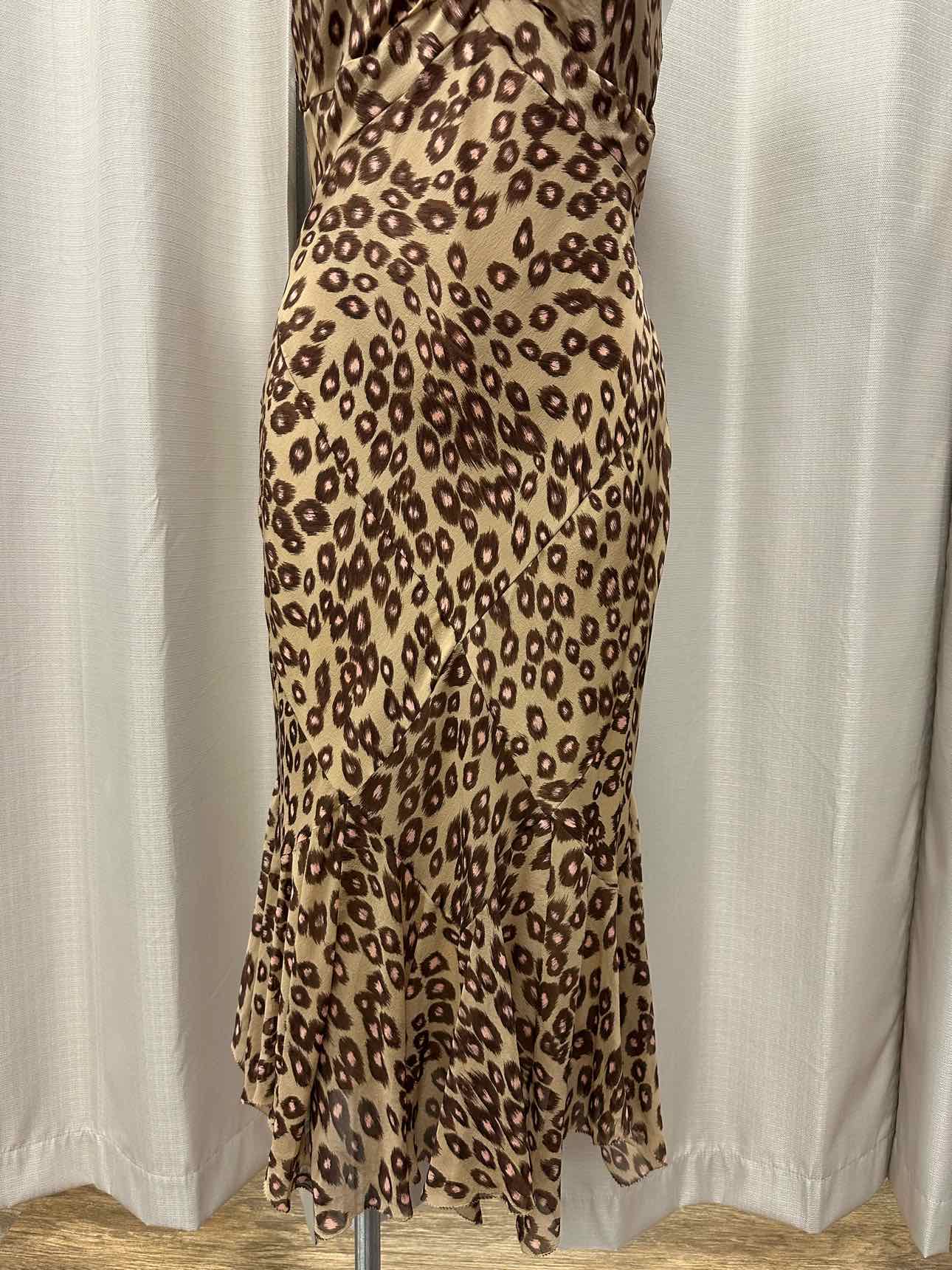 Karen Millen NEW NWT 100% Silk Animal Print Halter Mermaid Size 10 Tan Dress