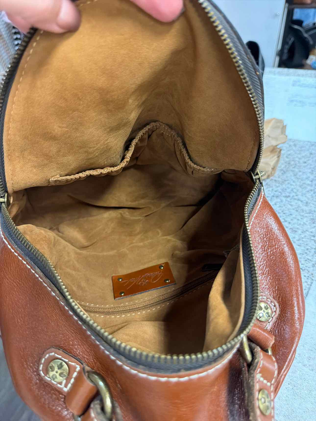 Patricia Nash Small Brown Cognac Leather Montioni Covertible Backpack