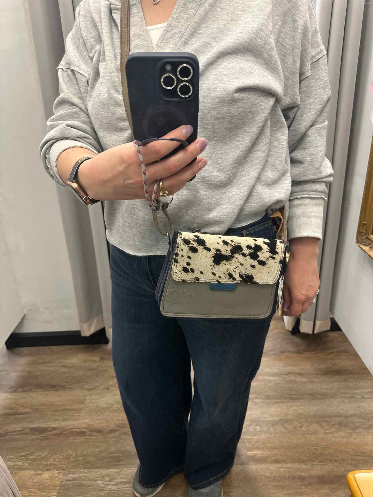 soruka Medium Gray NEW rescued genuine leather cowhide crossbody Handbag