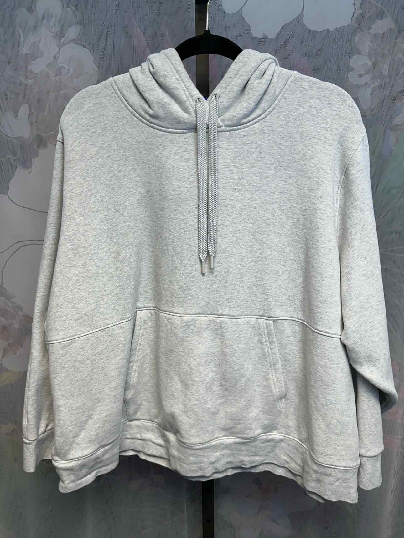Athleta 2X Grey classic pullover hoodie, side zipper pocket