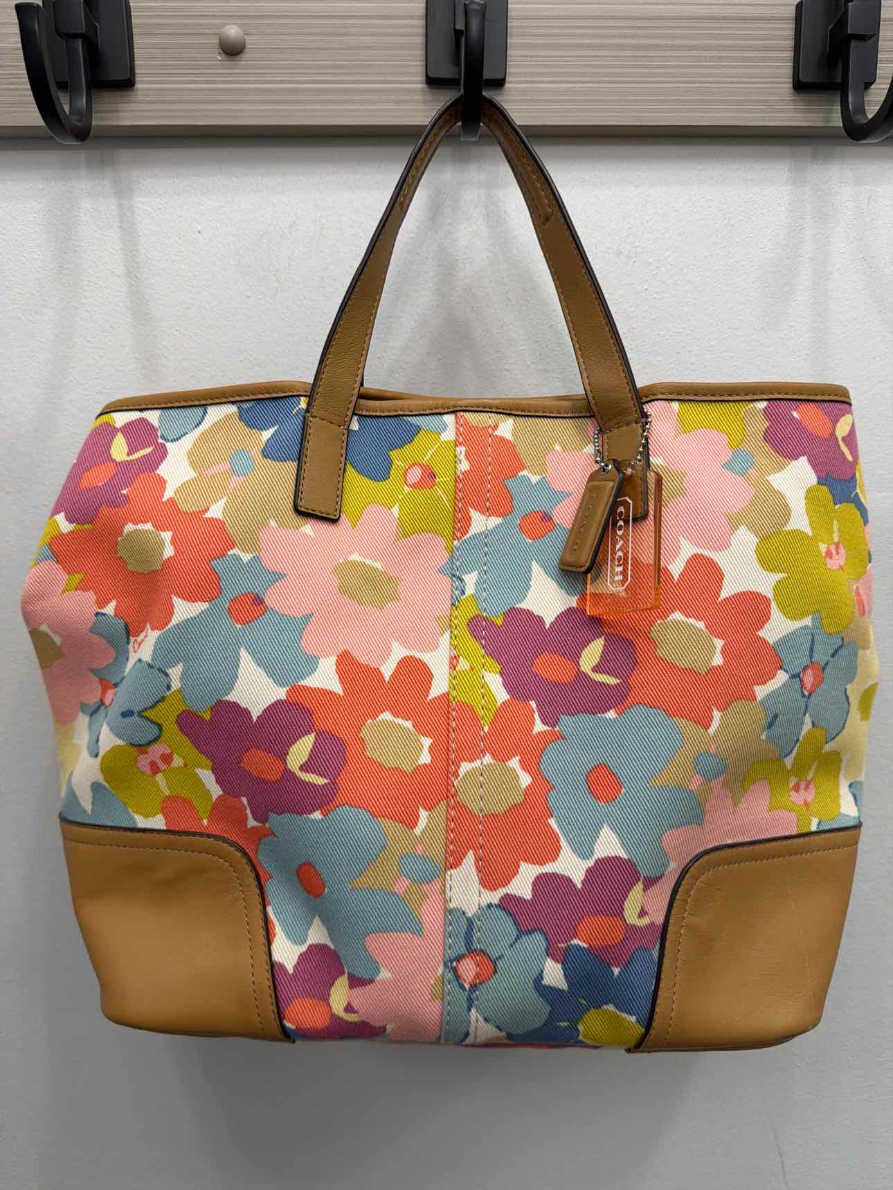 Coach Hadley Floral Print Duffle Tote Pink Blue Handbags