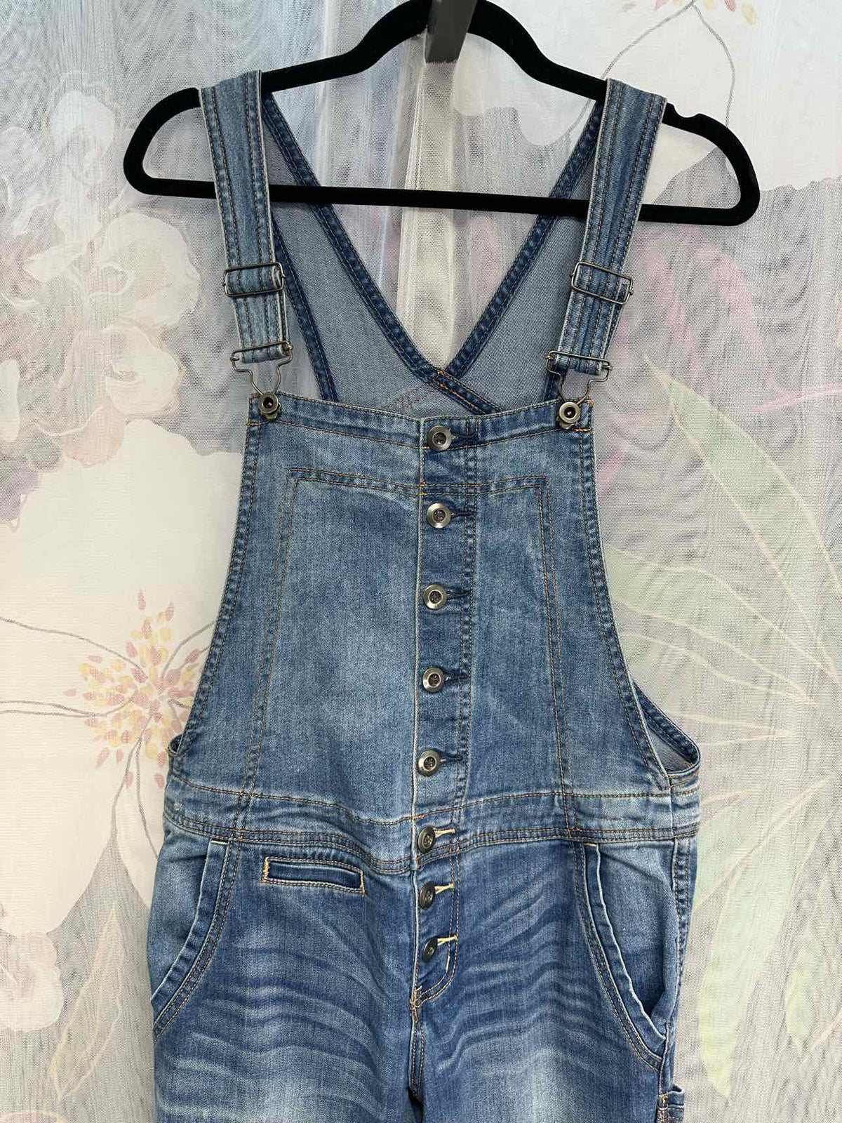 Free People Distressed Button Fly Utility Size 26 Denim Overalls