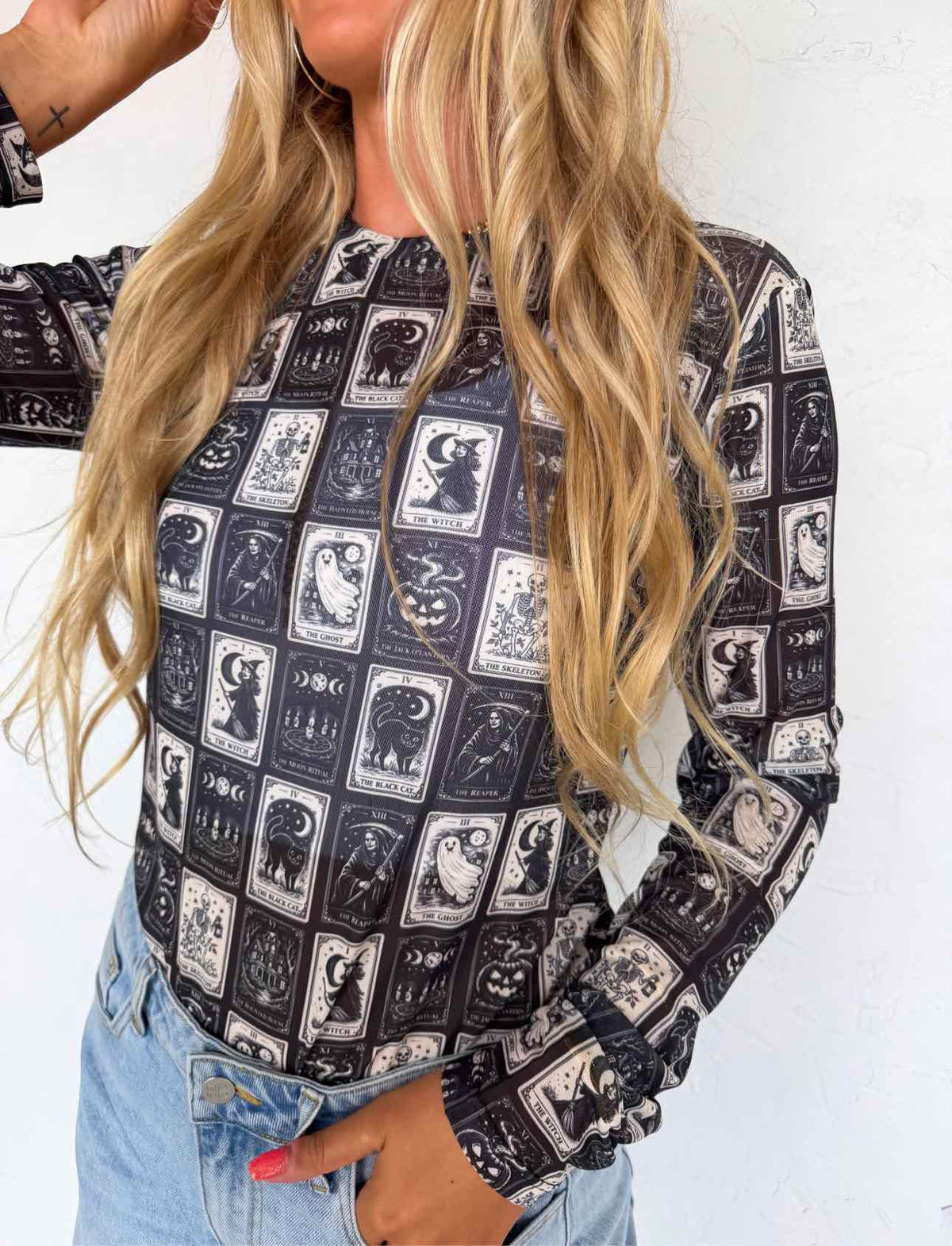Halloween Dress It Up Mesh Long Sleeve Top by Blakeley