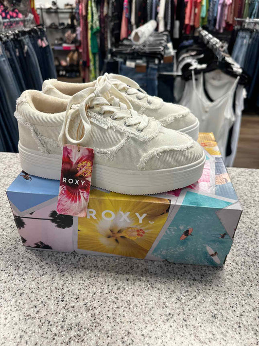 Roxy Size 9 Off White NEW Sheilahh 2.0 Fray Lace Up Platform Sneakers