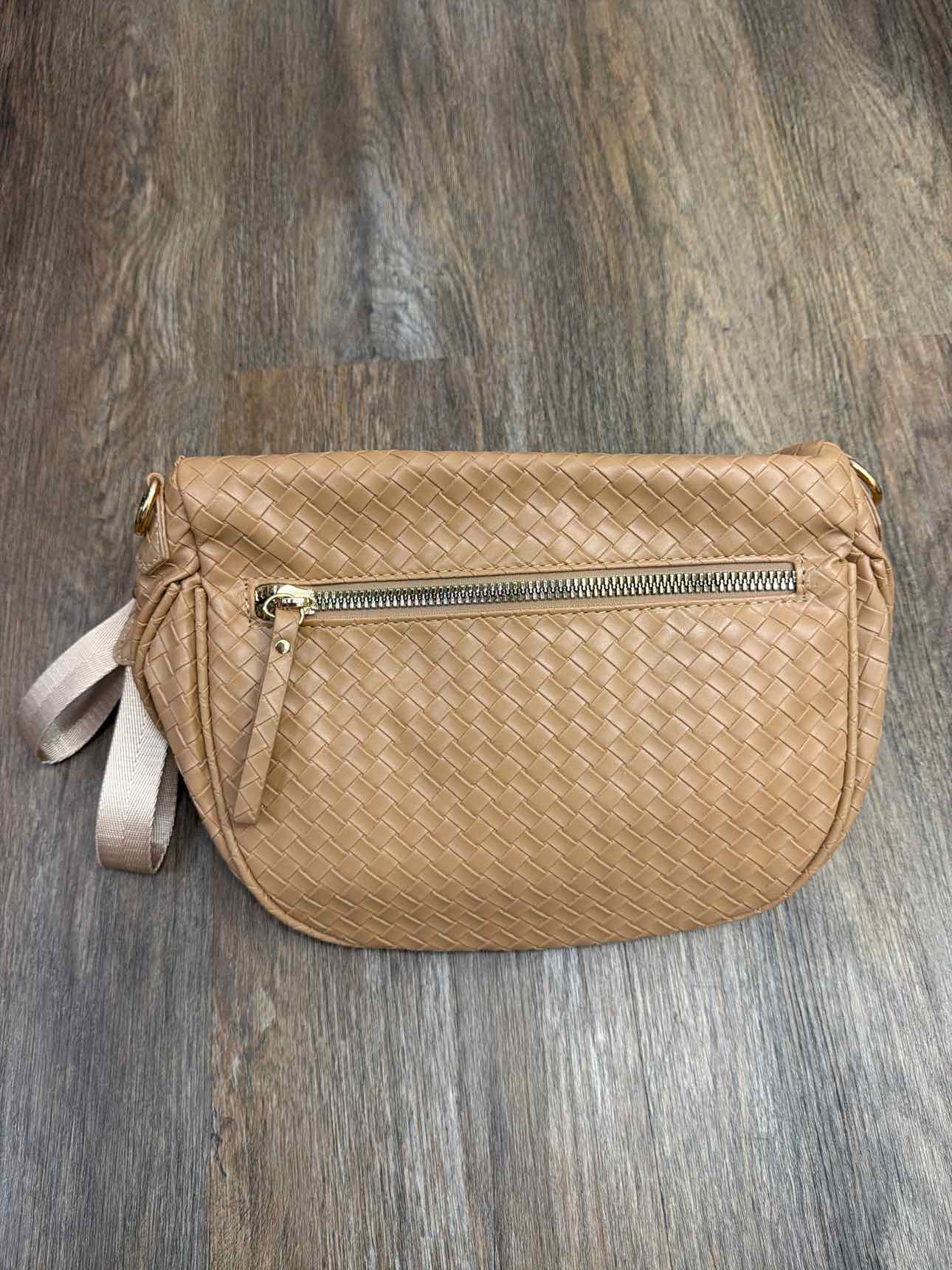 NEW woven faux leather multipocket waist bag crossbody Tan Handbags