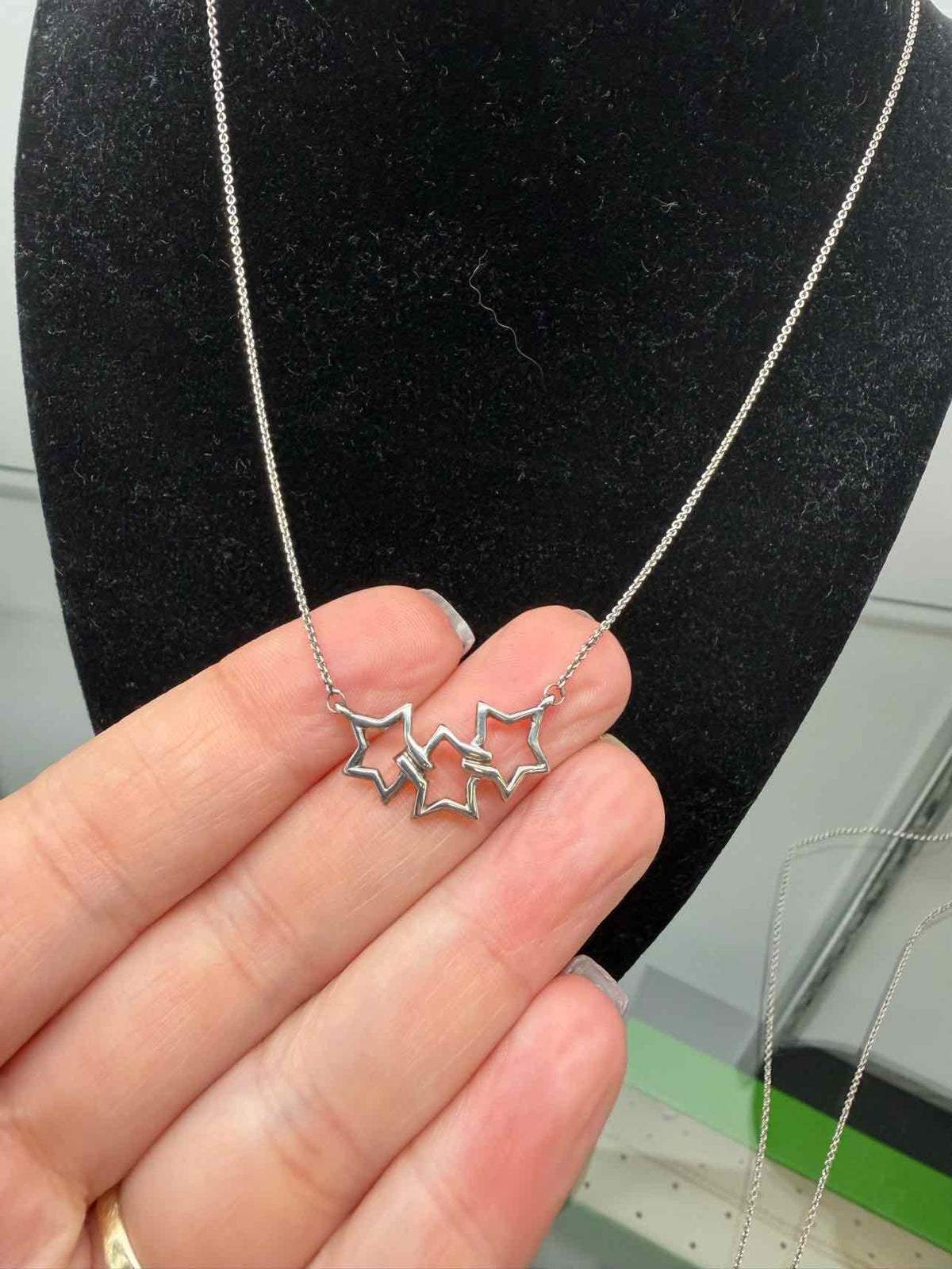 Tiffany & Co. Size 16" Triple Star Sterling Silver Necklace
