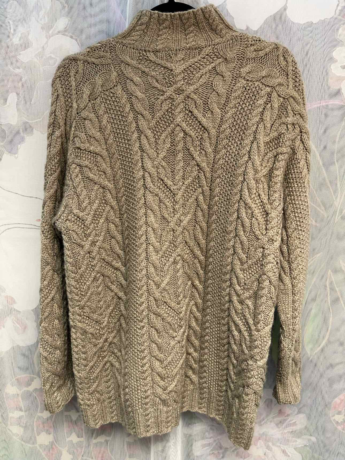 Lauren Ralph Lauren Worsted Wool Heavy Cable Knit Size Medium Brown Sweater