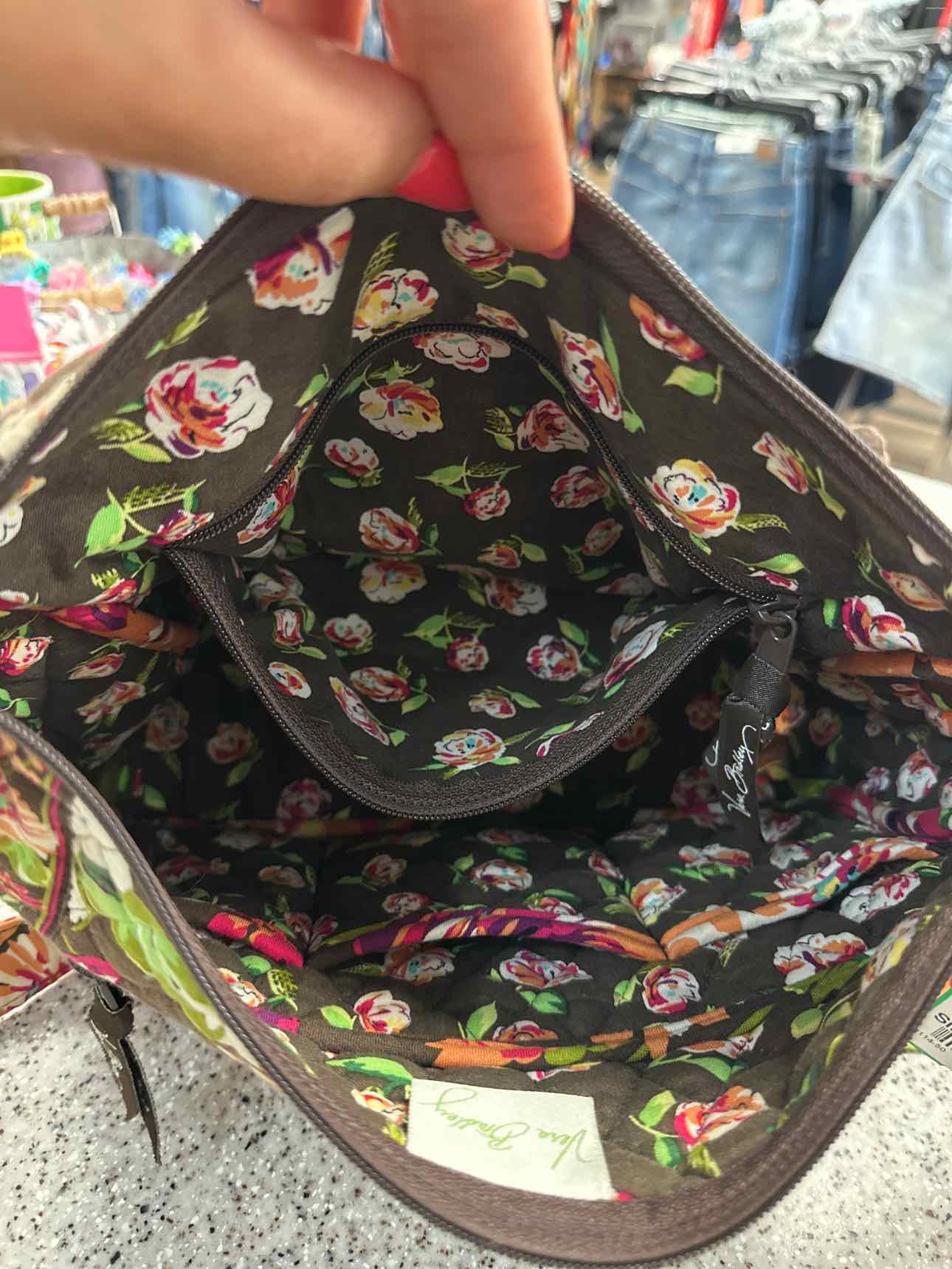 Vera Bradley English Rose On the Go Quilted Brown Floral Crossbody Handbags