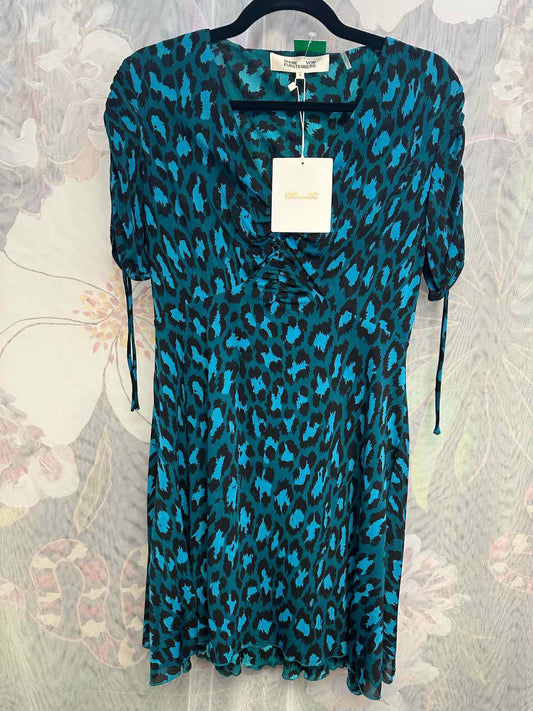 Diane vonFurstenberg NEW NWT Carin Leopard Evergreen Size 6 Blue/Black Dress