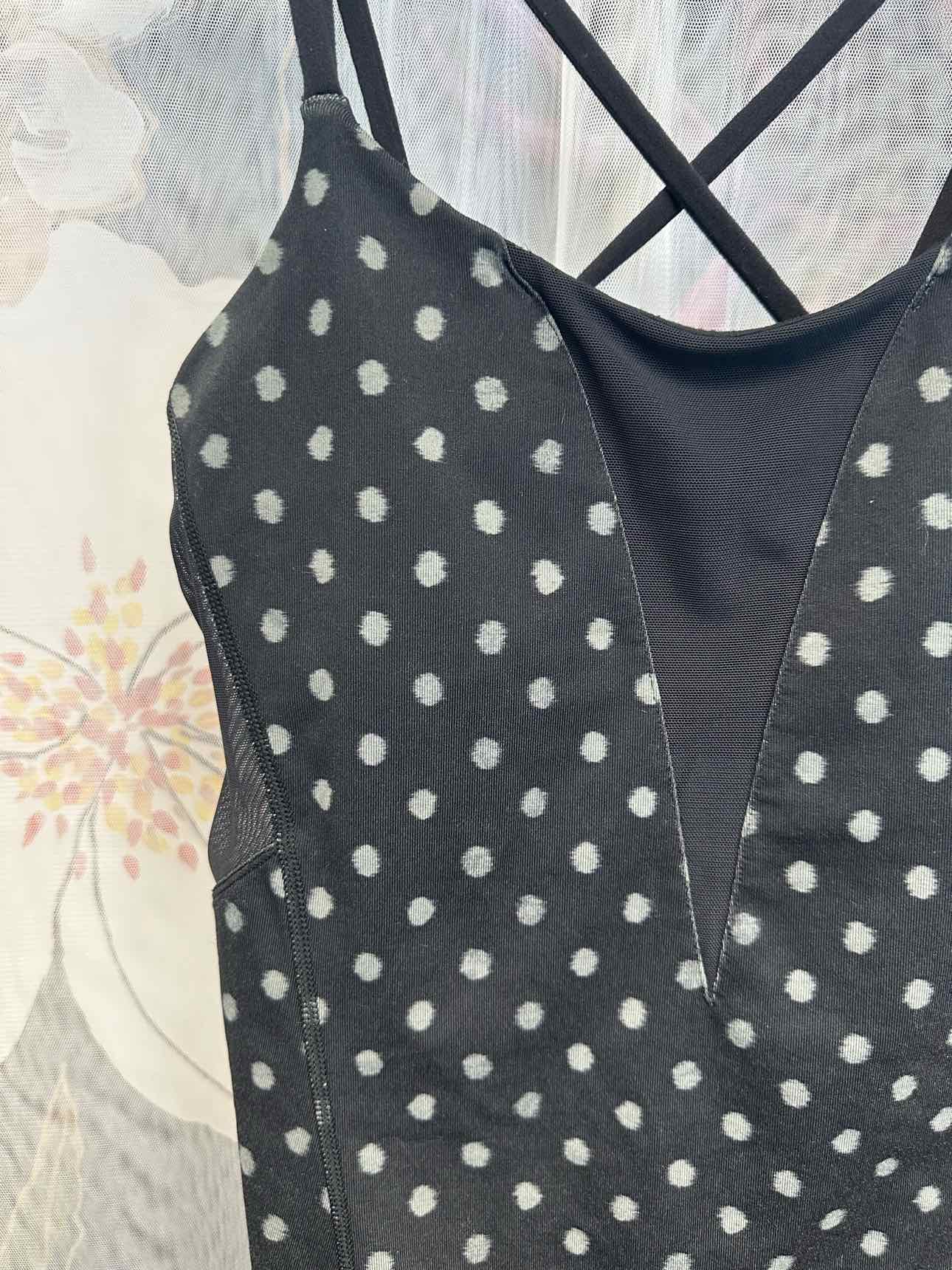 Lululemon Exquisite Dot Print Racerback Mesh Size 8 Black Cami Tank Top