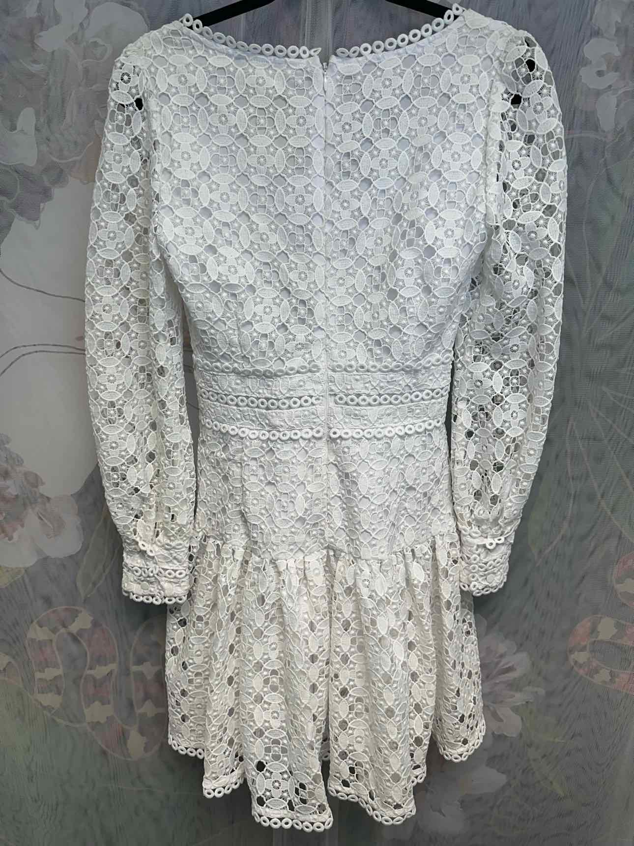 Michael Michael Kors NEW NWT Crochet Lace Long Sleeve Keyhole Small White Dress
