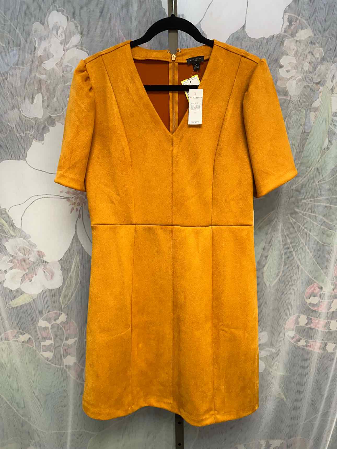 Ann Taylor 10 Ochre Suede V-Neck Short Sleeve Dress NEW NWT