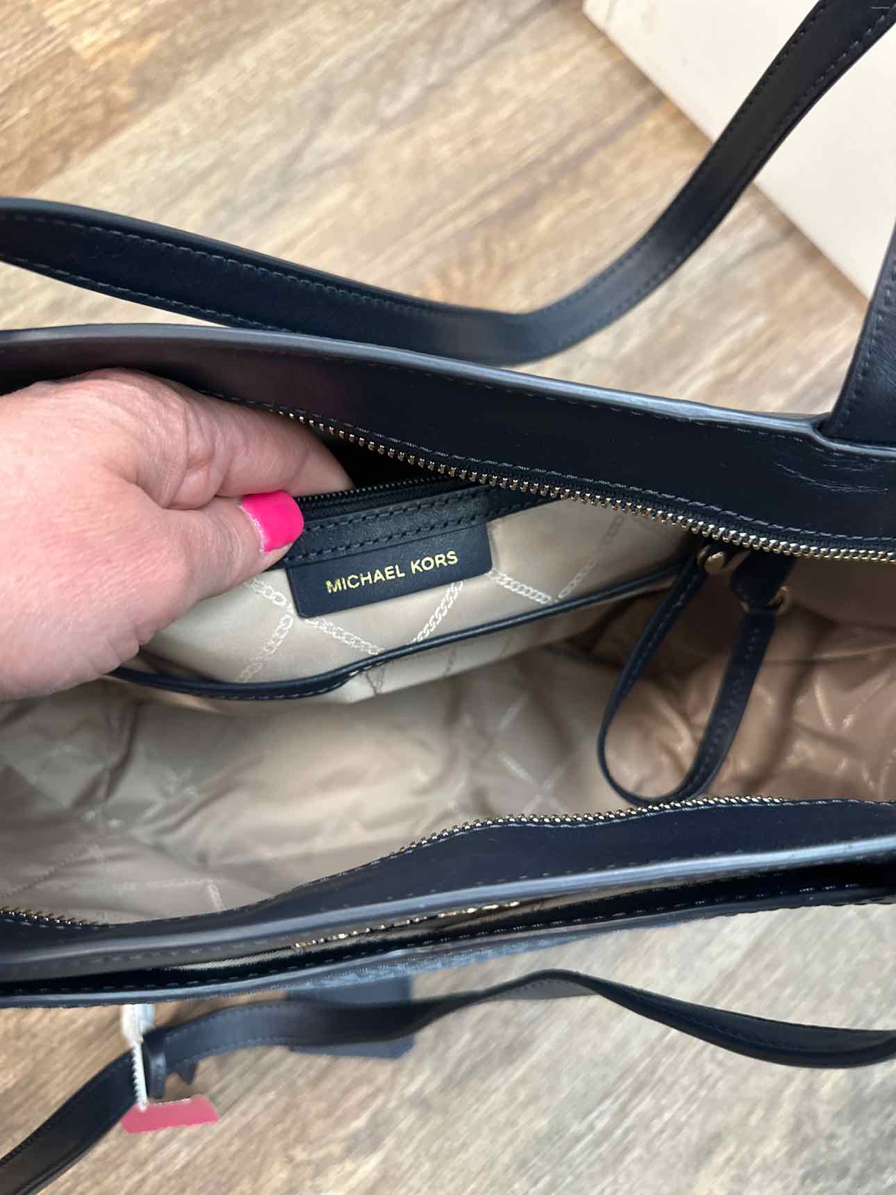 MICHAEL KORS Whitney Denim Blue and Navy Logo Shoulder Tote Handbag