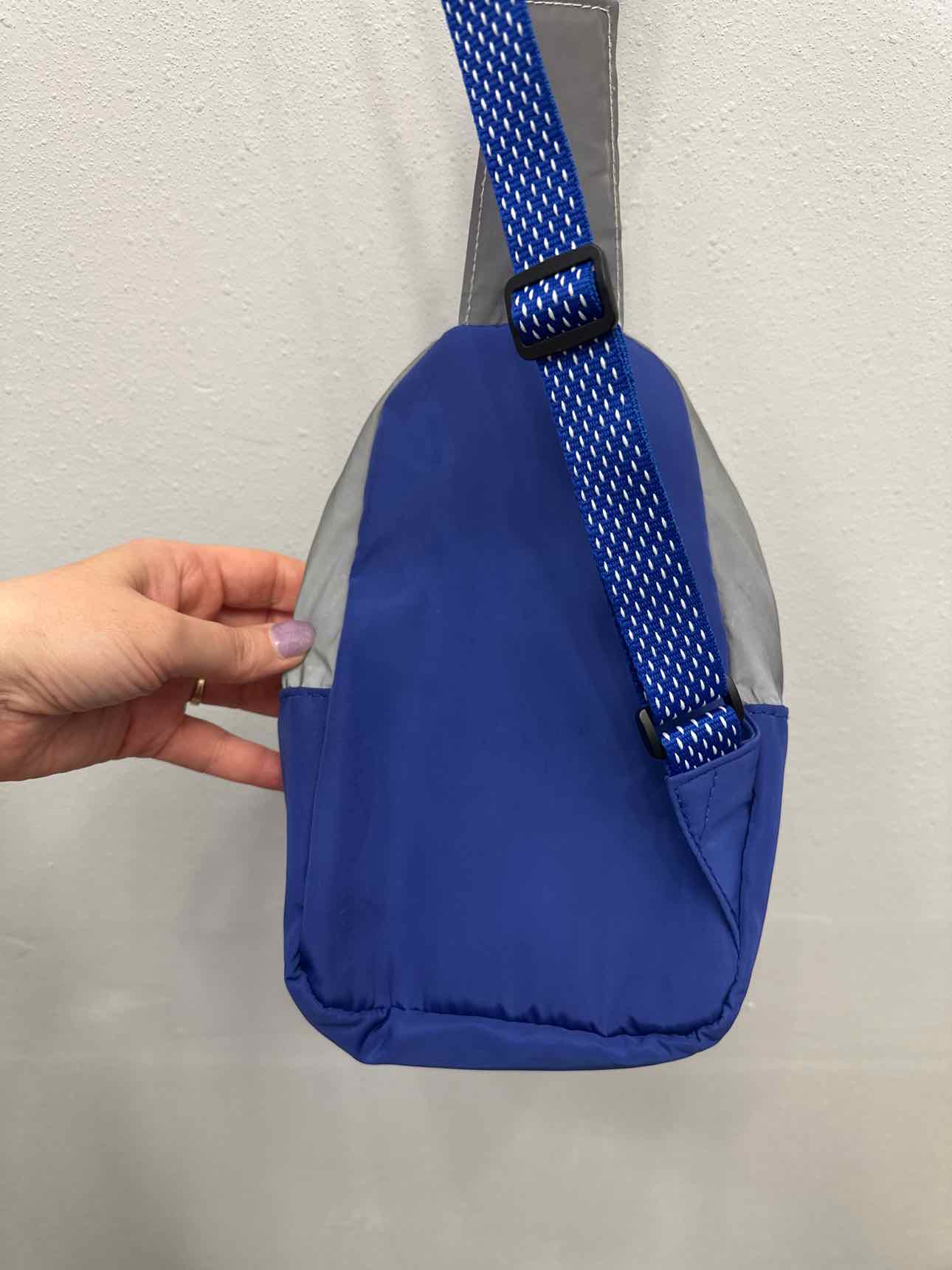 Small Blue and Silver Mesh and Nylon Sling Crossbody Bum Bag