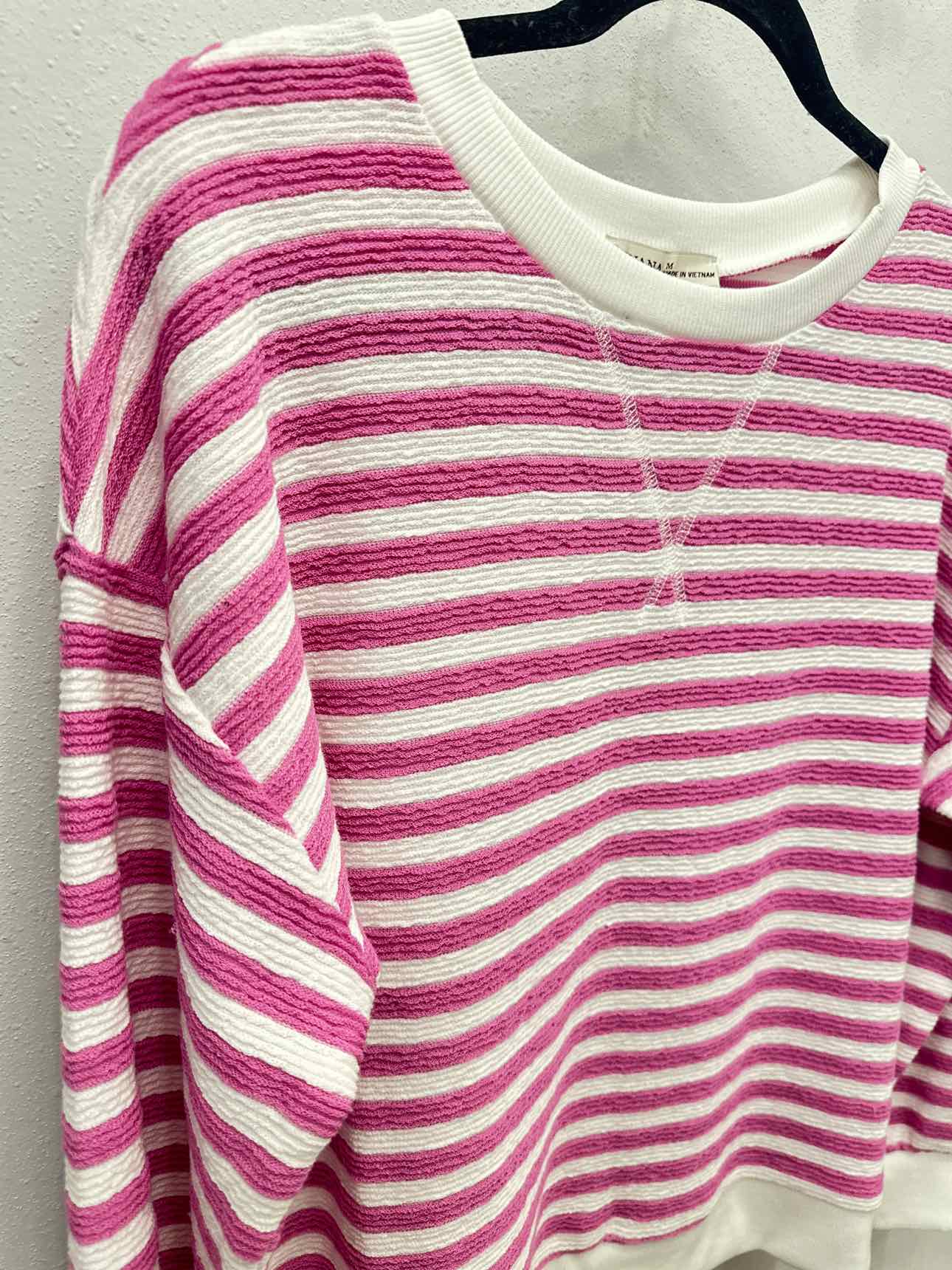 Zenana Textured Striped Long Sleeve Top