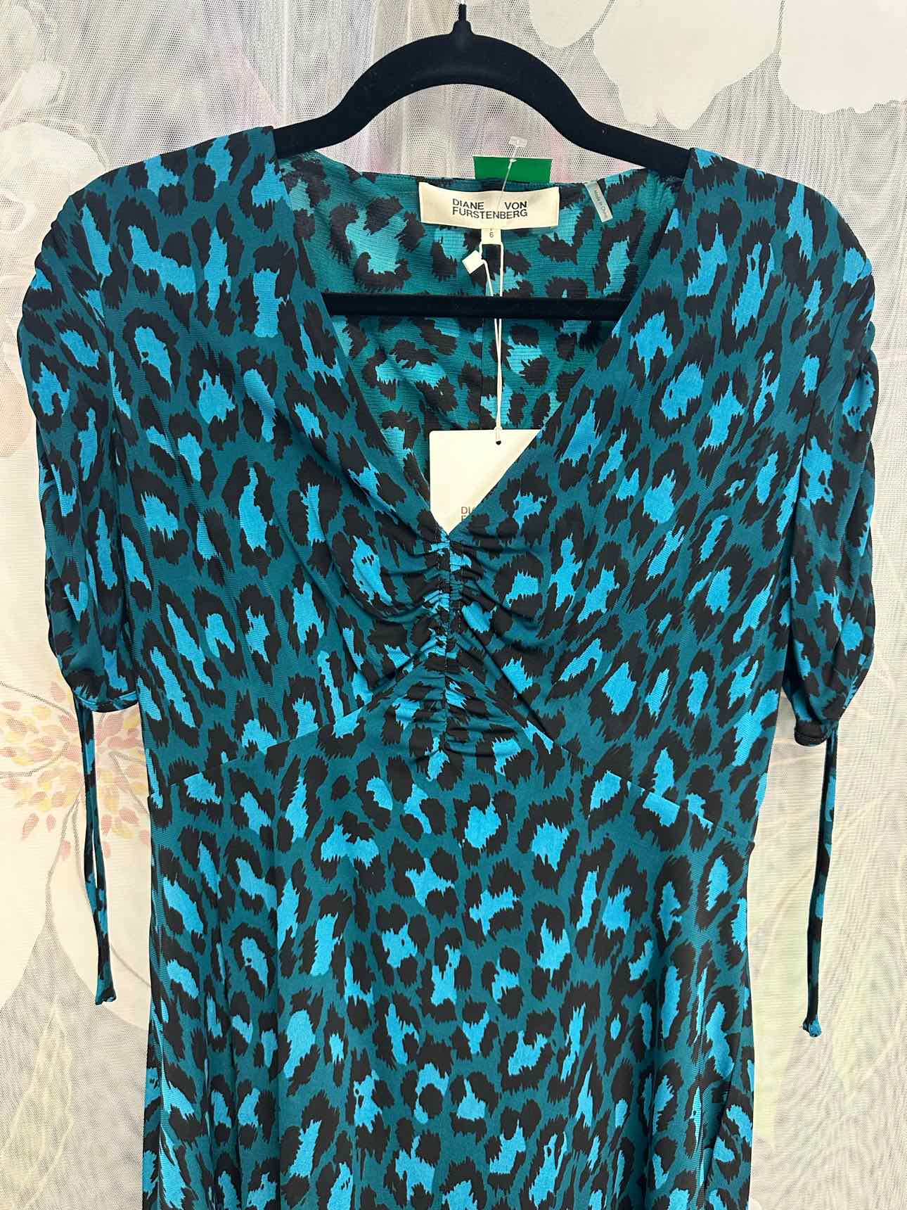 Diane vonFurstenberg NEW NWT Carin Leopard Evergreen Size 6 Blue/Black Dress