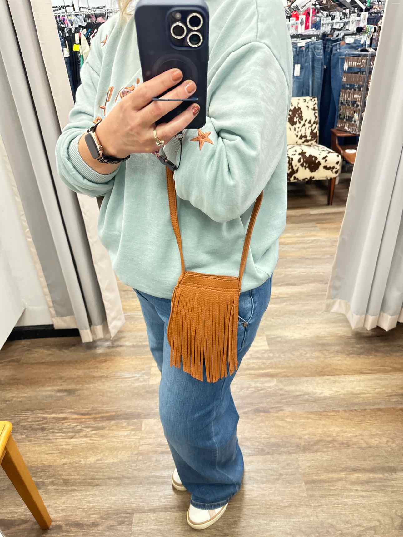 Crossbody Faux Leather Tassel Bag Handbags