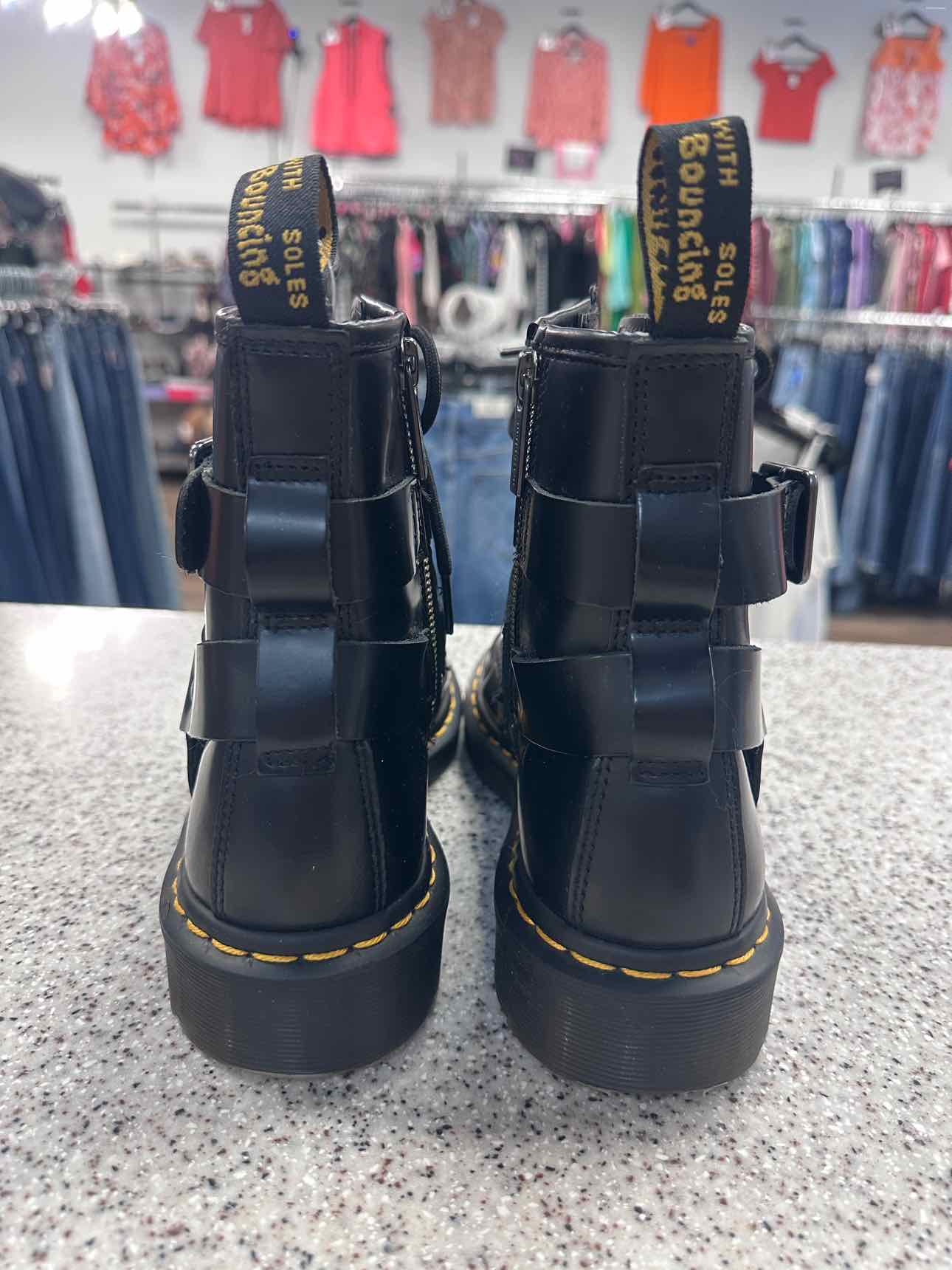 Dr. Martens Size 7 Christofor Harness Strap Black Leather Boots