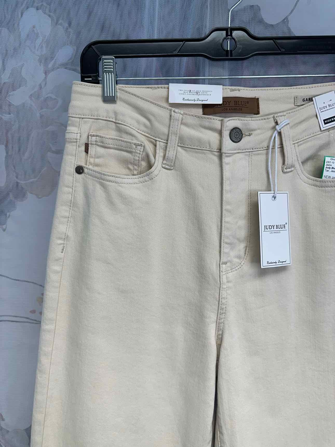 Judy Blue NEW NWT Crochet Knee Patch Wide Leg High Waist Size 9/29 Tan Jeans