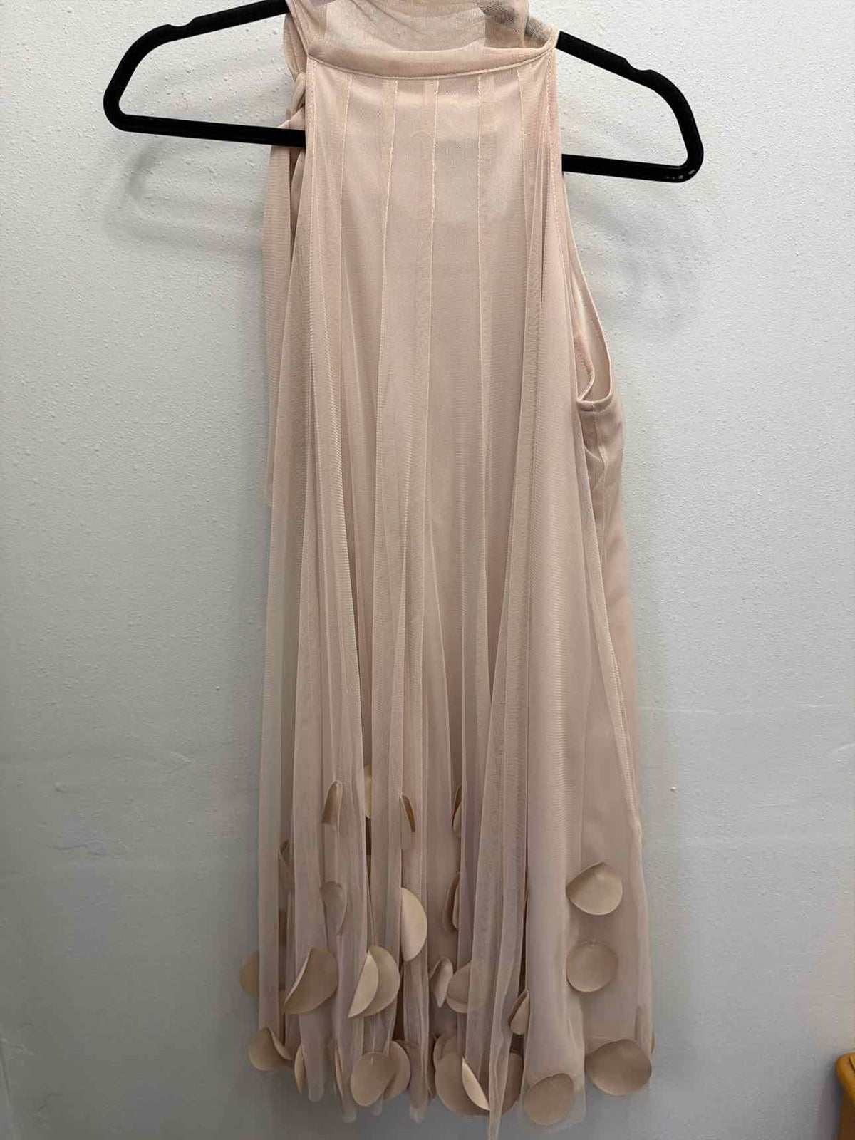 Ryu Size S/M Tulle Overlay Sleevelss Dot Beige Dress