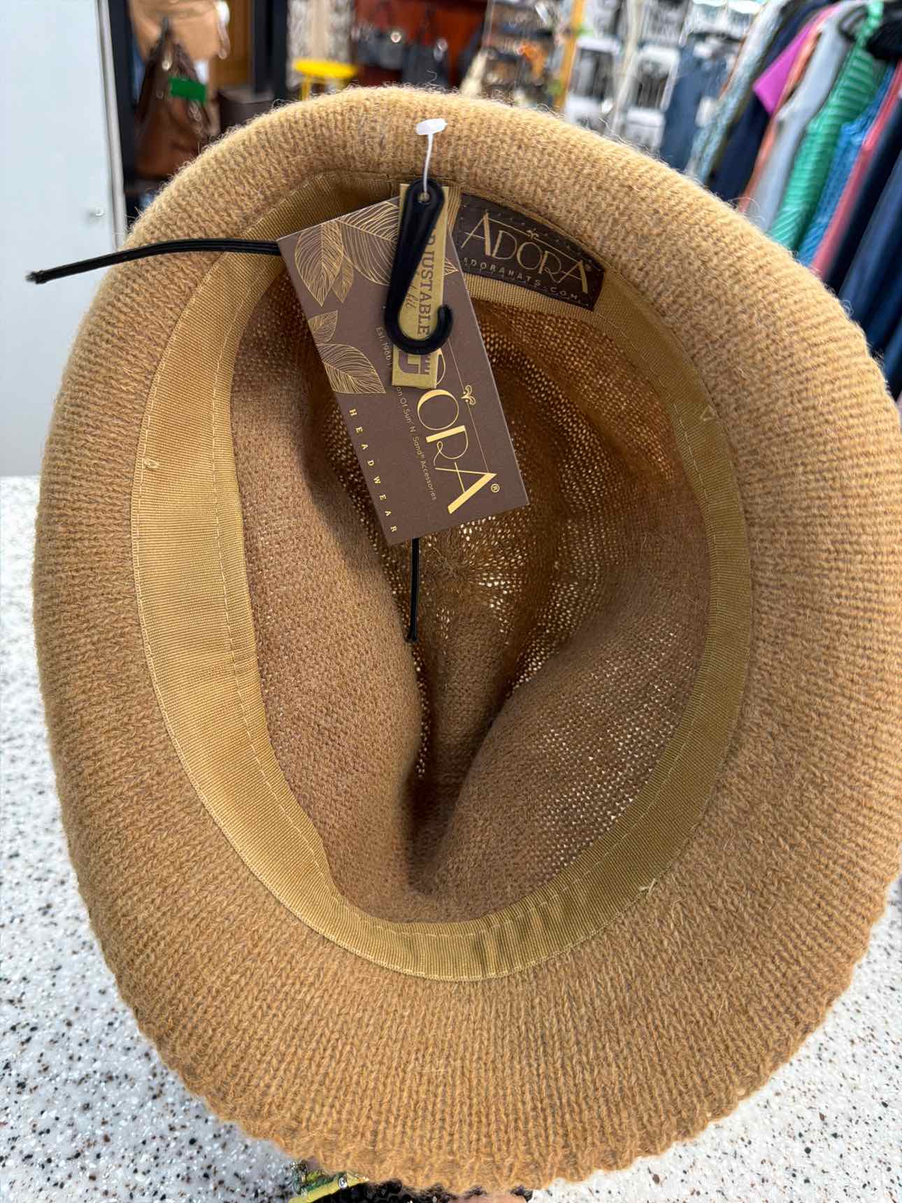 Adora NEW Adjustable Knit Fedora Wool Blend Brown Hat NEW NWT