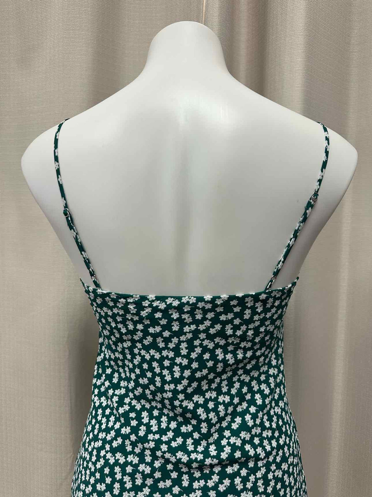 Princess Polly Floral Print Spaghetti Strap Mini Size 2 Green/White Dress