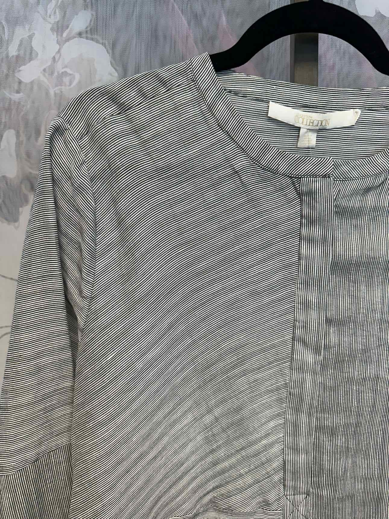 Nordstroms Medium Grey LINEN/SILK BLEND, striped long sleeve button down tunic