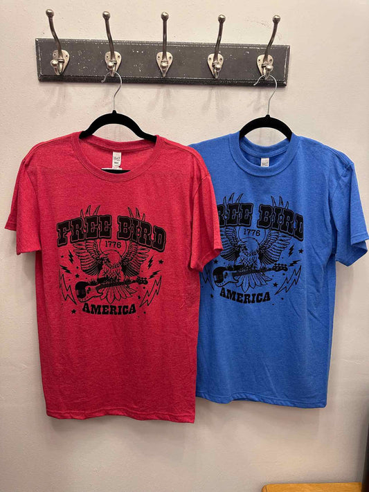 Free Bird Graphic Patriotic Unisex Tee Tshirt