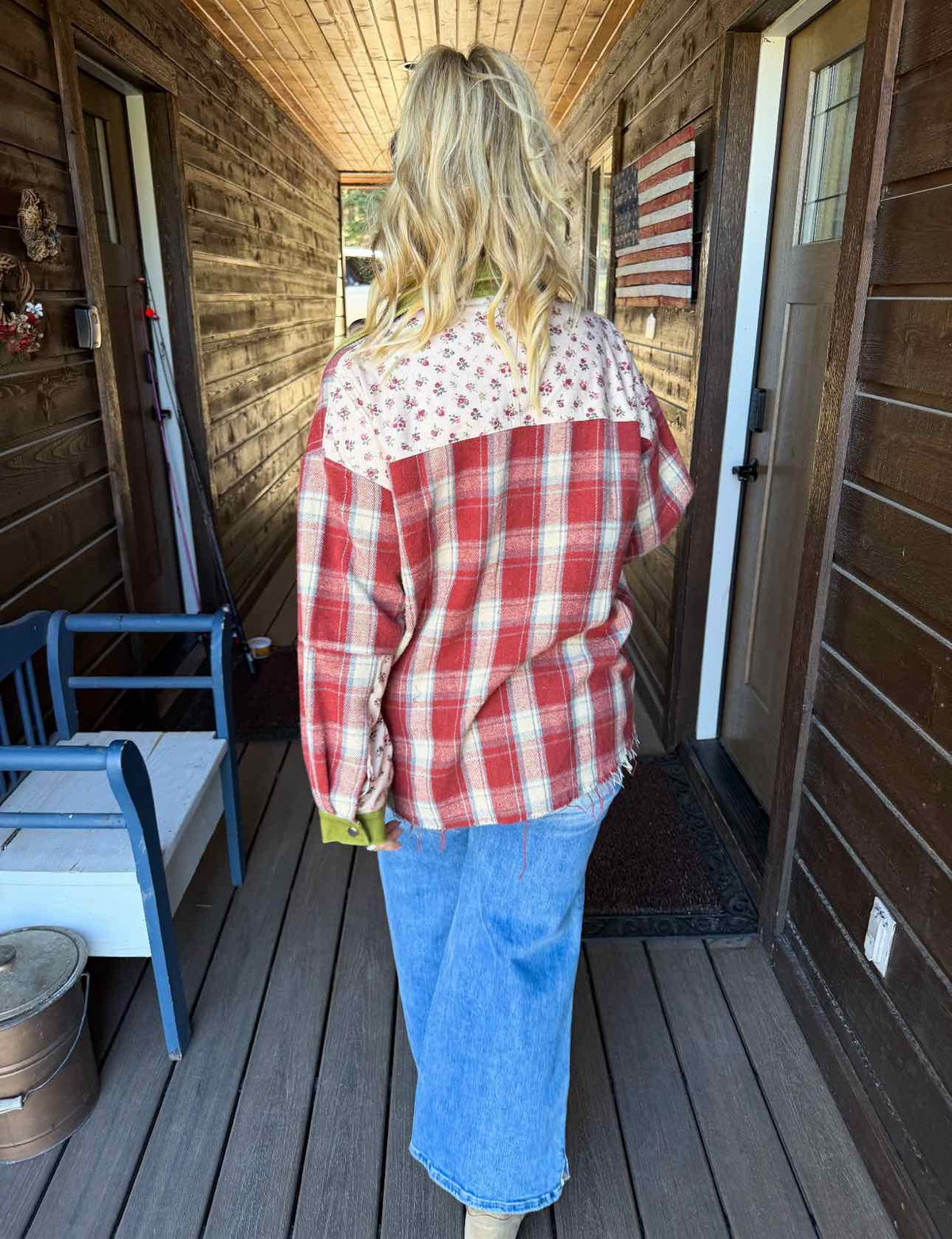 Scarlett Plaid and Floral Corduroy Patch Fall Shacket