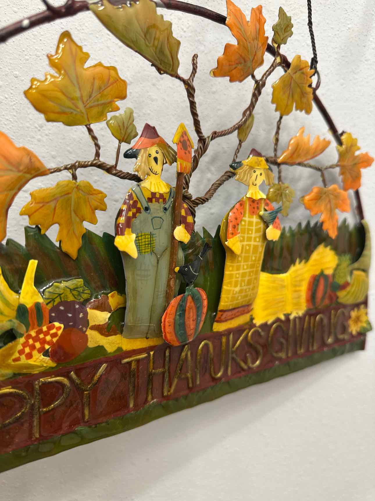 Happy Thanksgiving Painted 3D Metal Wall Hanging Home Decor