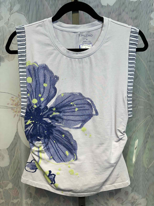 Pilcro Medium Lavender NEW NWT floral graphic cutoff sleeveless tank, ruched sides