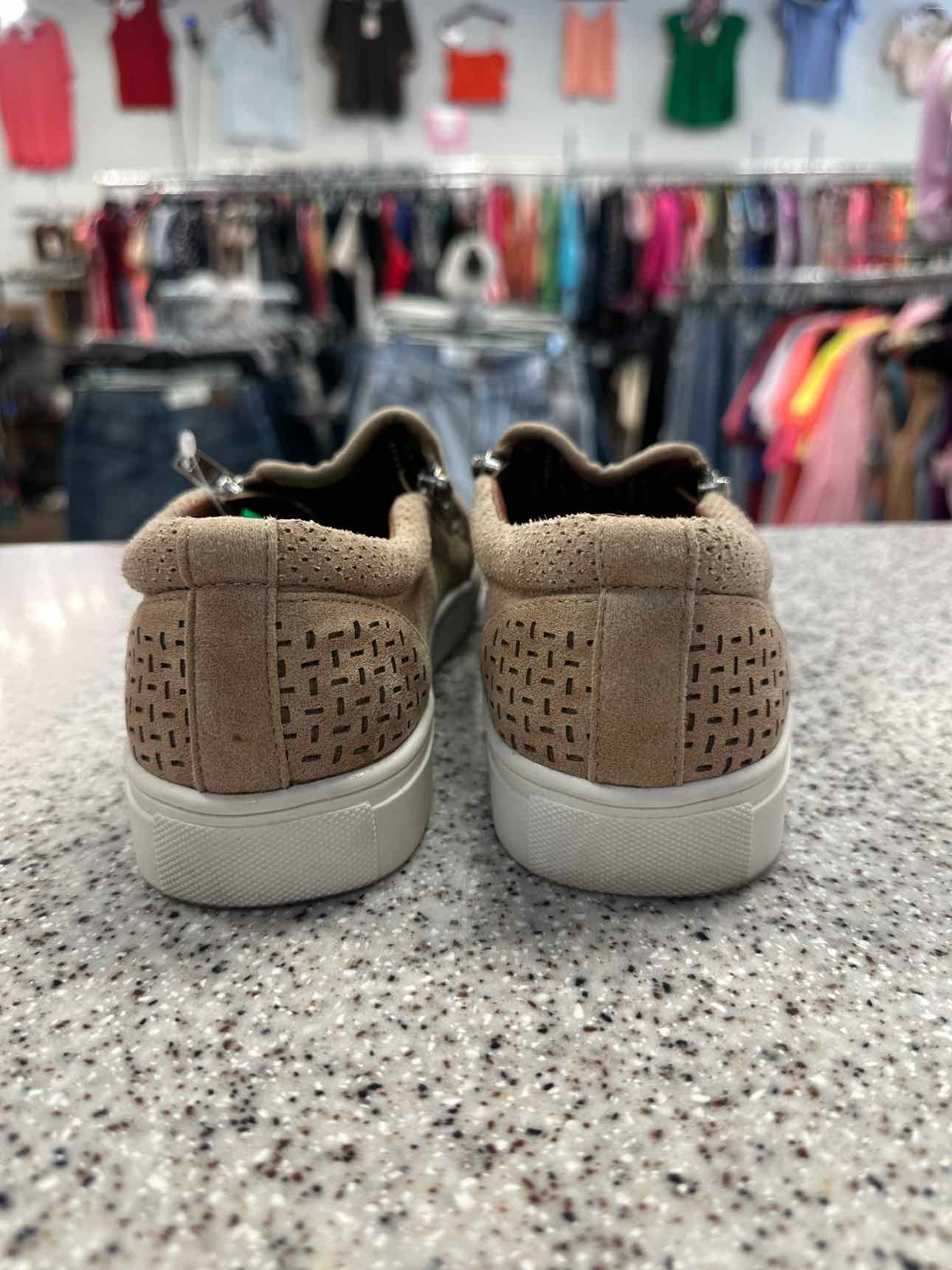 Report Size 8.5 'Alexa' lazercut design slip on sneakers Tan Shoes