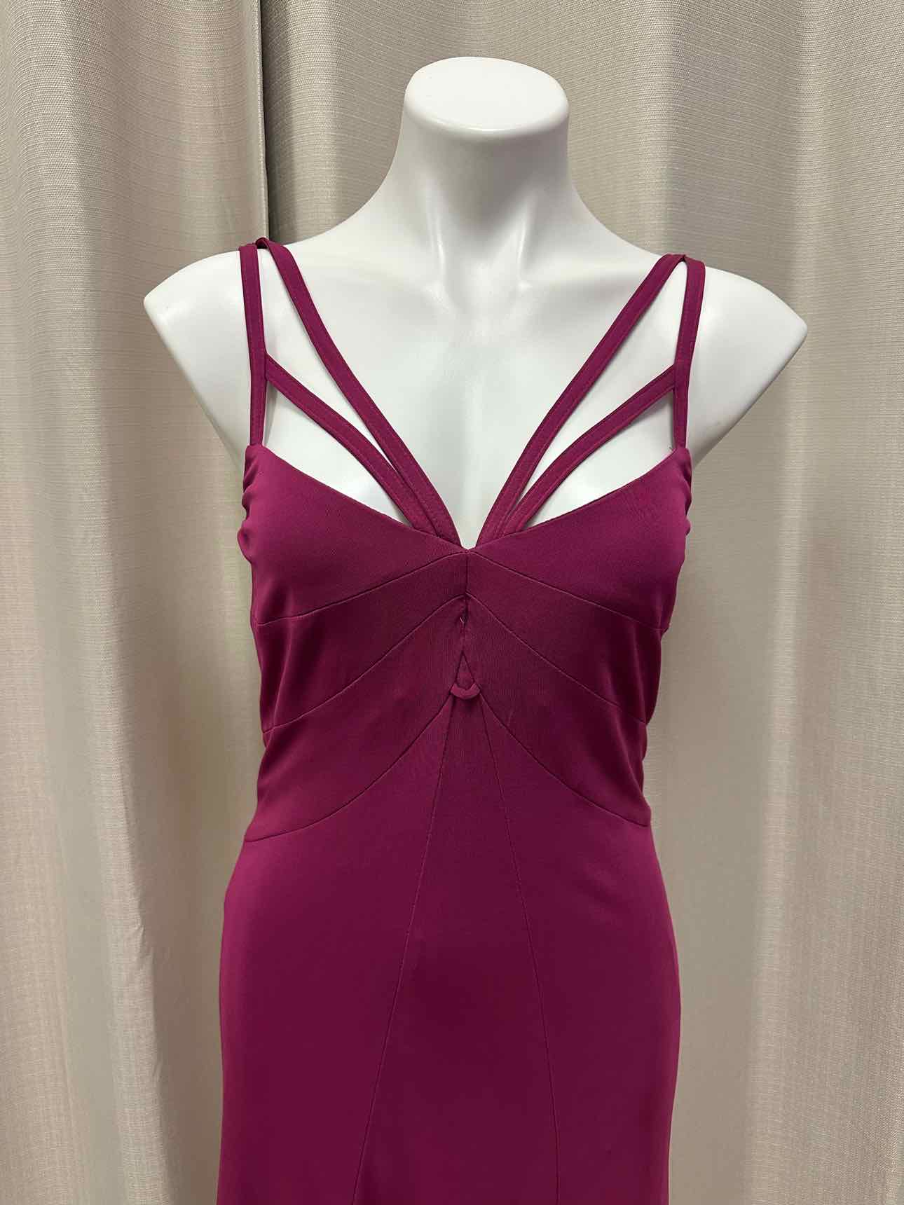 Karen Millen Strappy Stretch Bodycon Flowy Hem Size 10 Fuchsia Dress