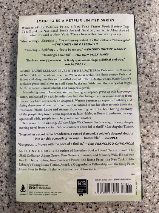 All the Light We Cannot See by Anthony Doerr (paperback) Book