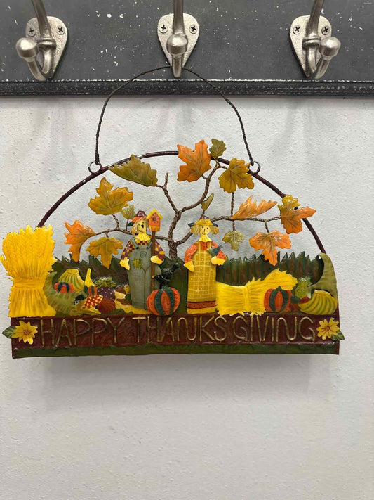 Happy Thanksgiving Painted 3D Metal Wall Hanging Home Decor