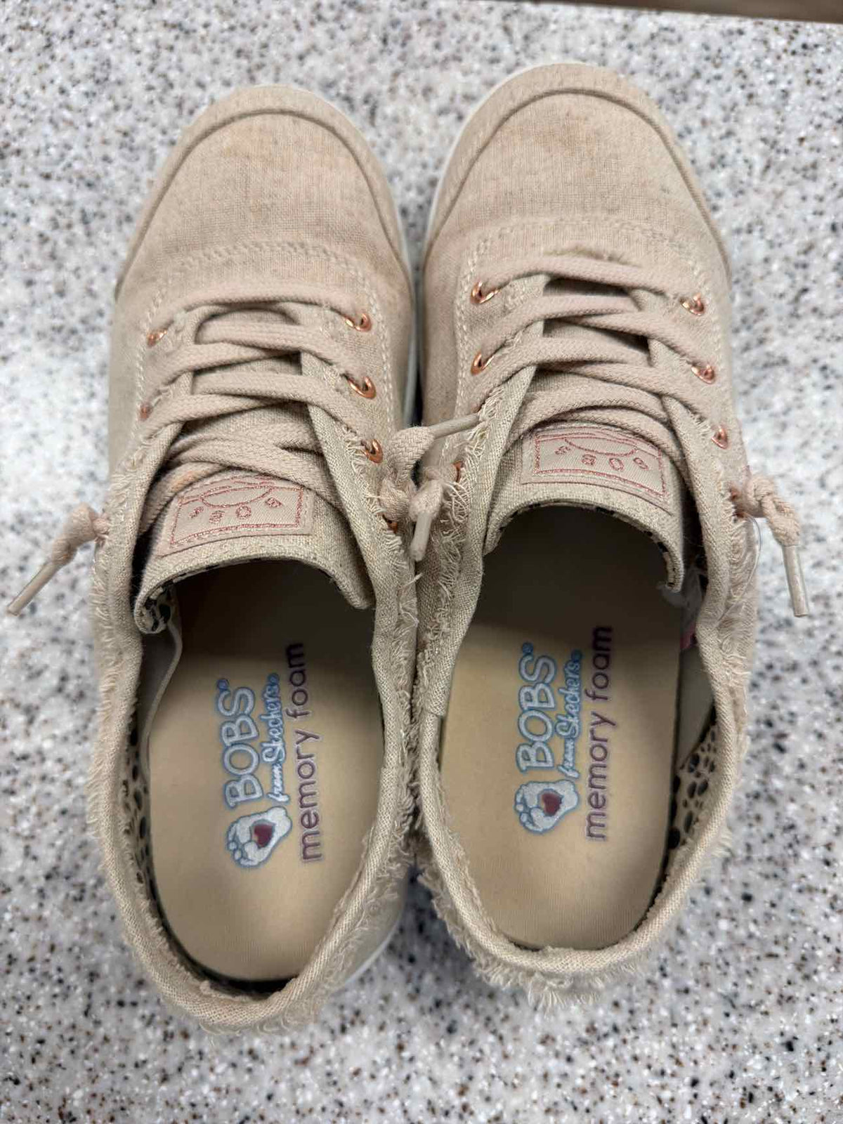 BOBS by Sketchers B Cute Casual Slip-On Beige Sneakers Woman's Size 7 1/2