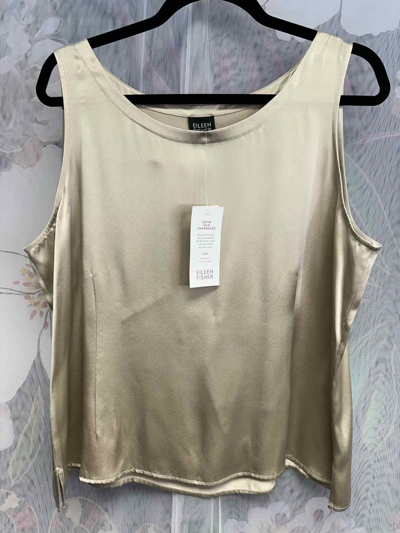 Eileen Fisher NEW NWT Silk Wide Scoop Neck Shell Tank Size XL Cream Top