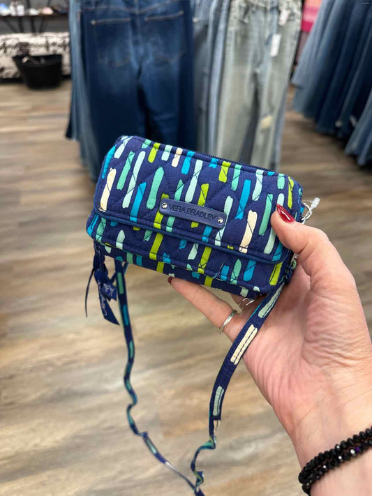Vera Bradley Small Blue and Green Stripe Double Zipper ID Wallet Handbags