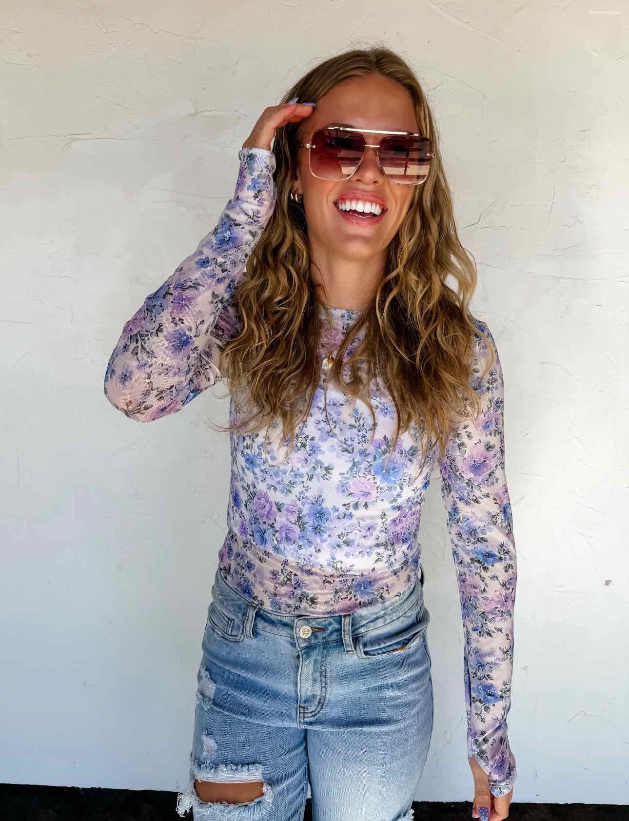 Spring Dress It Up Mesh Long Sleeve Top