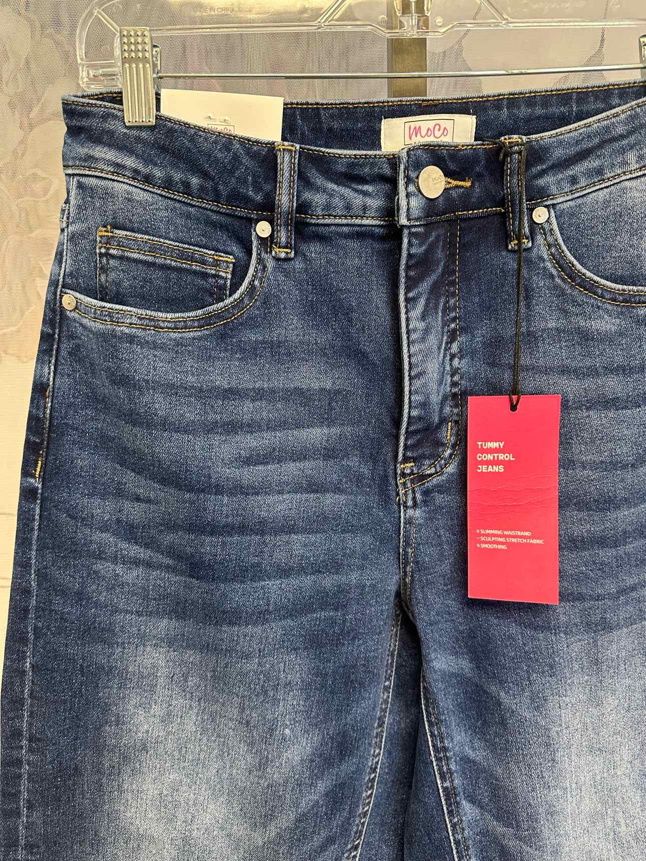 MoCo 9/29 Carefully Curved Slim Tummy Control Barrel Denim Jeans