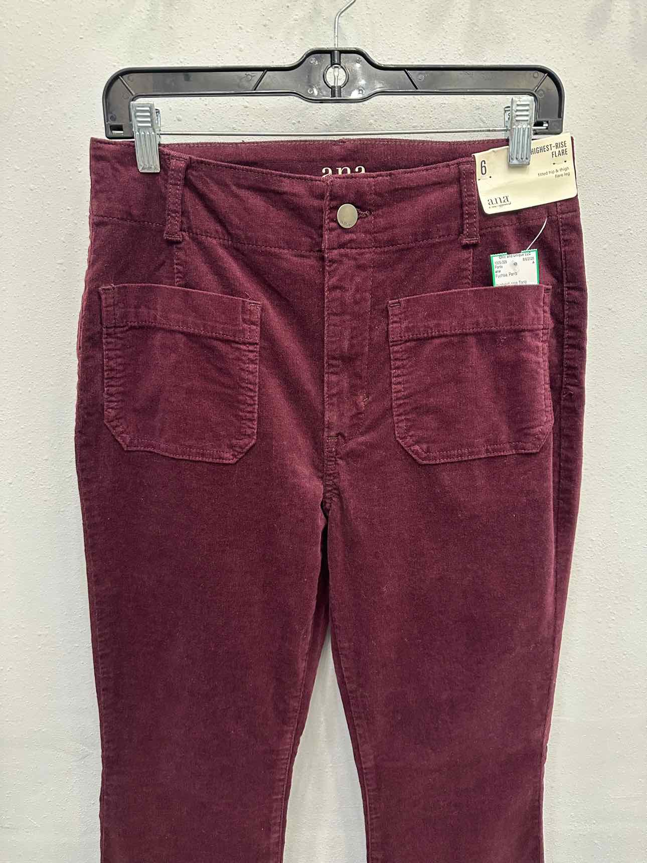 ana NEW NWT Highest Rise Flare Corduroy Size 6 Maroon Pants
