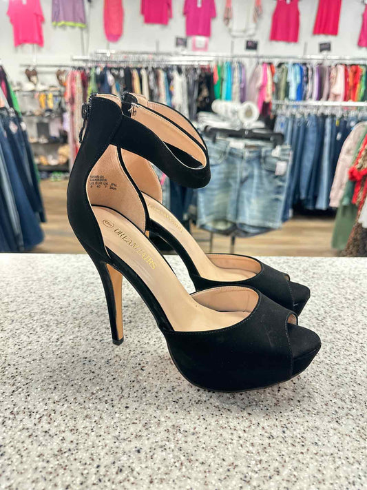 Dream Pairs Size 9 Black Faux Suede Ankle Strap 5" High Heel Platform Sandals